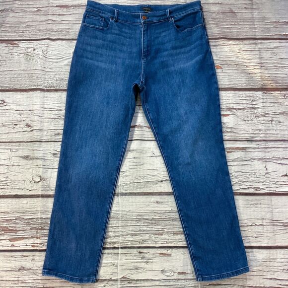 Ann Taylor Womens Jeans size 14 Dark Wash Straight Crop Ankle x28" Denim Stretch - Picture 2 of 10